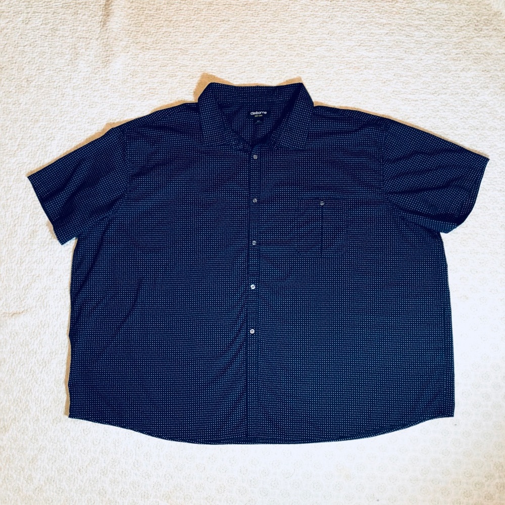 Claiborne Easycare 6XL Mens SS Blue/white Shirt